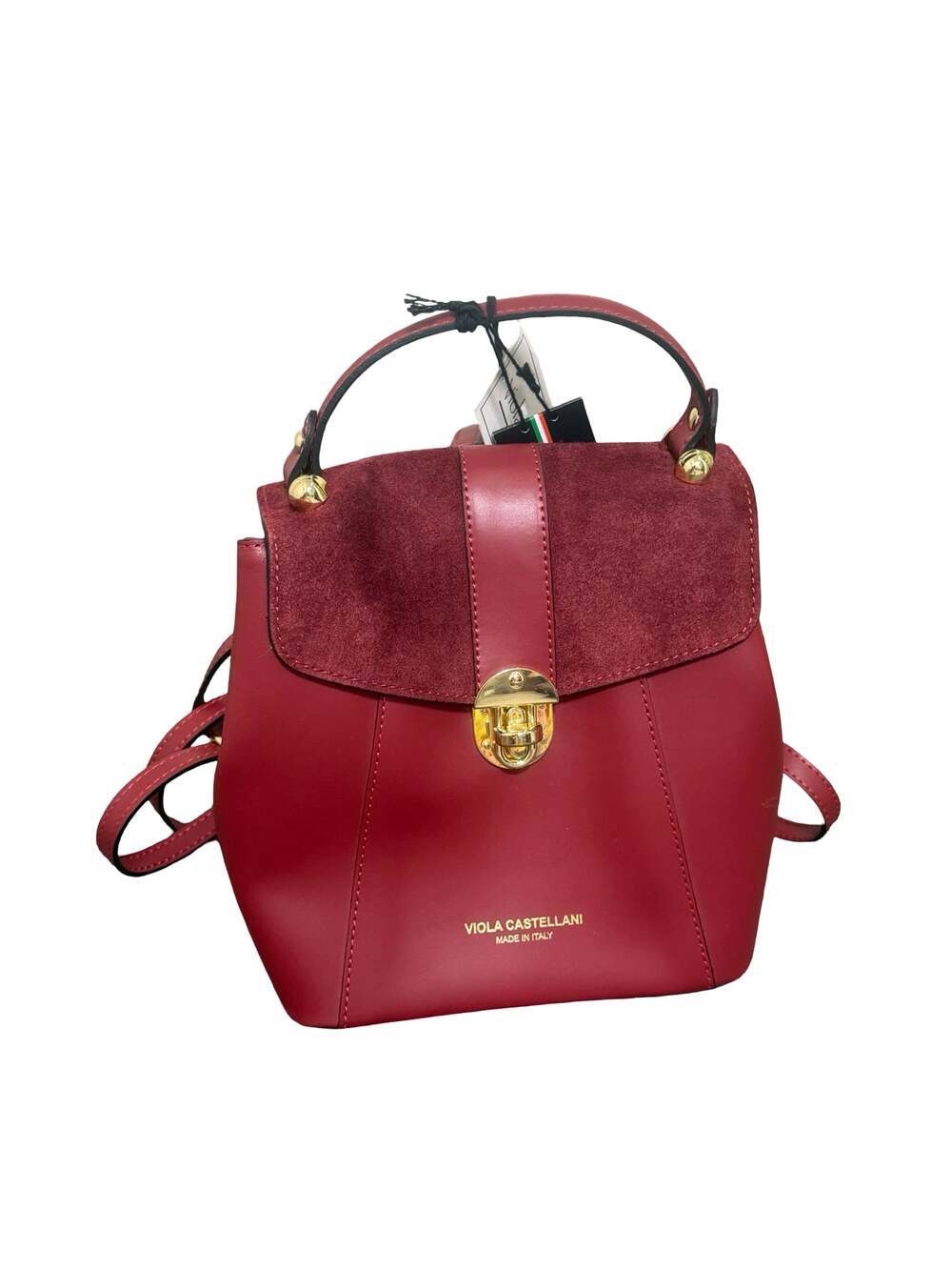 Viola Castellani Milano Leather and Suede Backpack Ruby 130